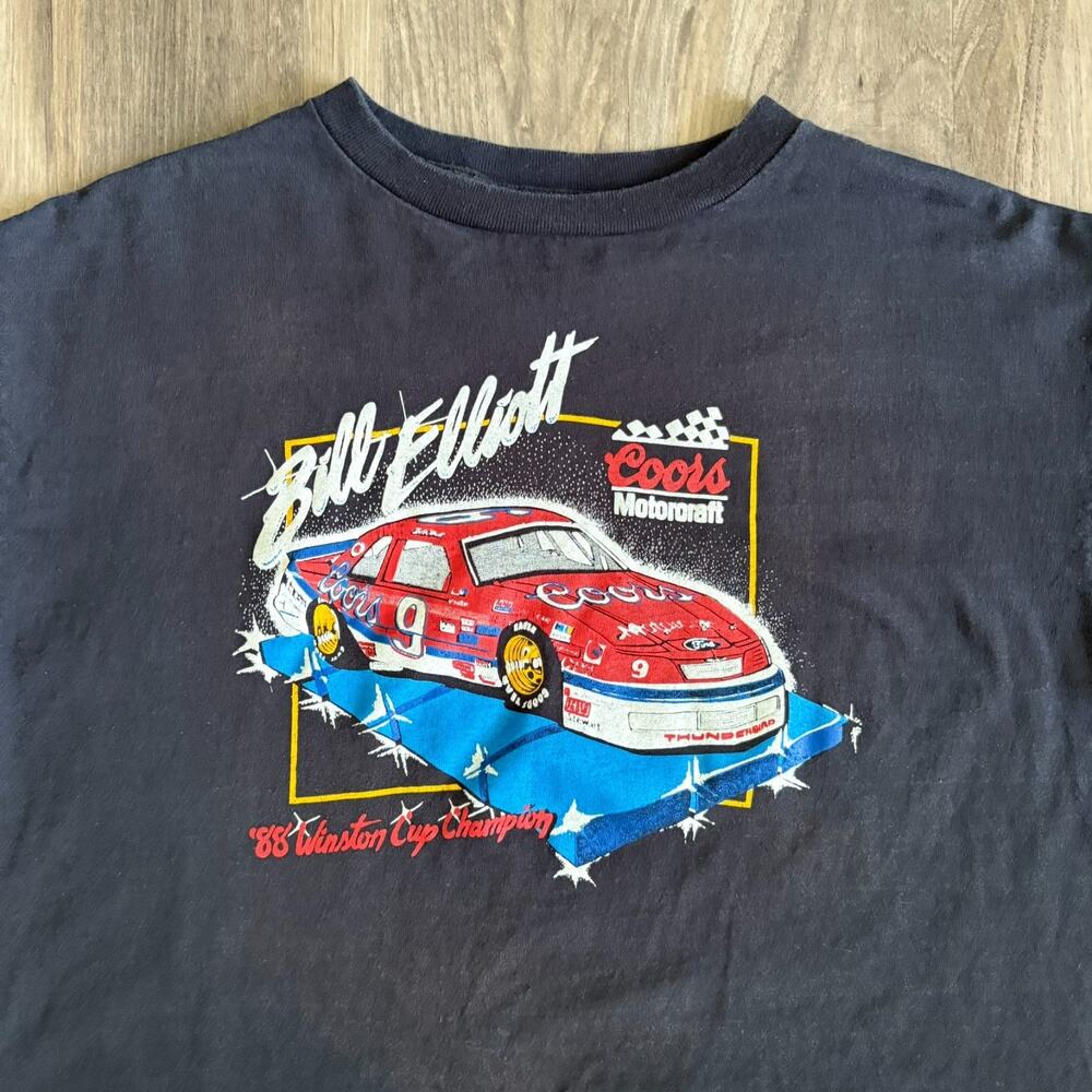 Vintage 1988 Bill Elliott NASCAR T-Shirt Men's Size L Winston Cup Thunderbird
